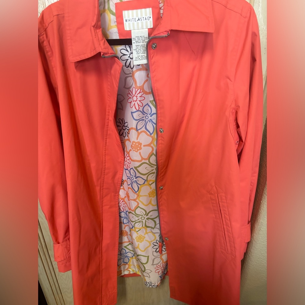 White Stag Coral Floral Rain Coat Jacket Size Medium - Picture 2 of 16